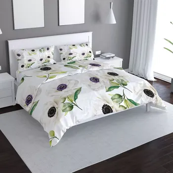 Povlečení Sablio Povlečení Bílé sasanky - 140x220 / 90x70