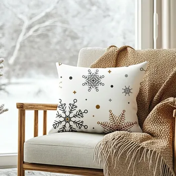 Polštář Polštář Klasik 40x40 - Sněhové vločky Zlaté