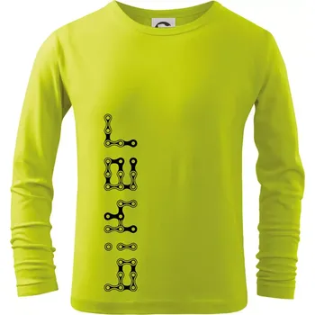 Dětská móda Biker nápis na výšku řetěz - Triko dětské Long Sleeve - 158 cm/12 let ( Limetková )