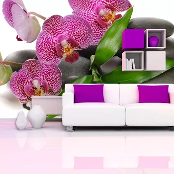 Tapeta Sablio Tapeta Orchideje a kameny - 125x75 cm
