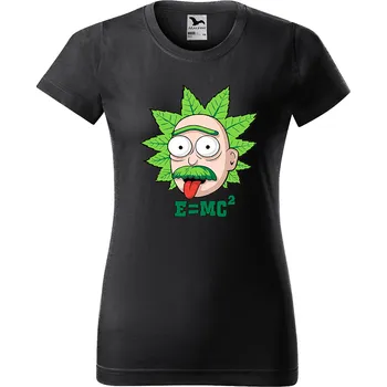 Dámské tričko levne-damske-bavlnene-tricko-potisk-Einstein-Rick-Morty Velikost dámská trička Basic: M šířka 47, délka 63, Odstín dámské tričko Basic: Grafitové