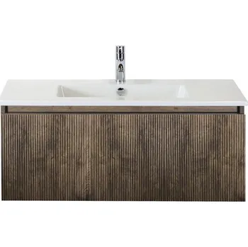 Koupelnový nábytek Souprava koupelnového nábytku Sanox Frozen 3D ŠxVxH 101 x 42 x 46 cm barva čela charleston 2dílná s keramickým umyvadlem