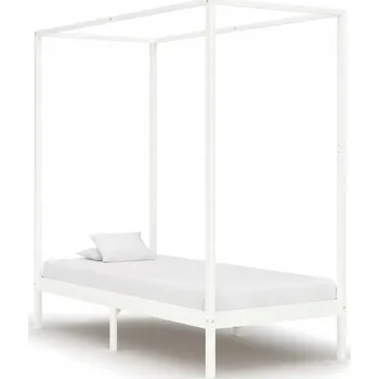Postel Postel s nebesy z masivního borovicového dřeva, bílá 204x104x200 cm