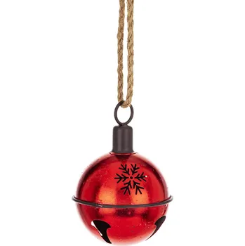 Vánoční dekorace ZVONEK ČERVENÝ KOVOVÝ ZÁVĚSNÝ 15,5x11x11CM