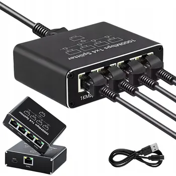 Switch SÍŤOVÝ ROZDĚLOVAČ LAN SWITCH 4 PORTY GIGABIT ETHERNET PRO INTERNET