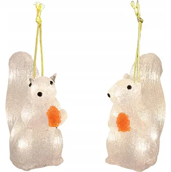 Vánoční dekorace Vánoční Osvětlení Na Stromeček LED Akrylové Veverky 2 Kusy na Vánoce Bílé