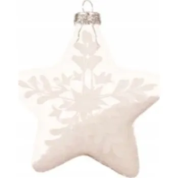 Vánoční ozdoba Vánoční Koule 10 cm, hvězdička bílo béžová, 1 ks