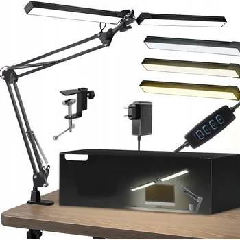 Lampička LED stolní lampa rýsovací bez stínů, regulace jasu a barev, trojitá