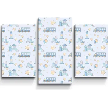 Obraz Sablio Obraz - 3-dílný Stavebnice a vláčky - 75x50 cm