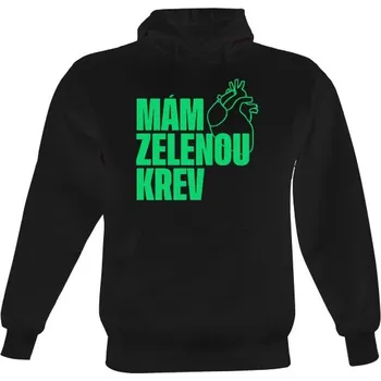 Pánská mikina Pánská mikina s kapucí s potiskem Mám zelenou krev, Zelené na černém, unisex pánské