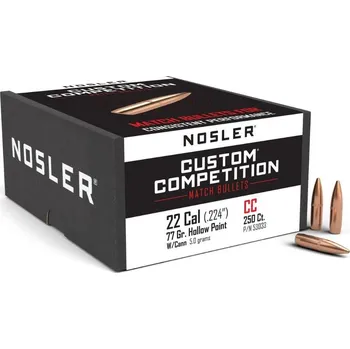 Příslušenství pro sportovní střelbu Střely Nosler Custom Competition HPBT Cann .22 Cal., dia .224, 77grs (250 ks)