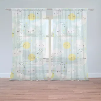 Záclona Sablio Záclony Měsíce, slunce a mráčky: 2ks 150x250cm