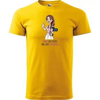 Pánské oblečení Sablio Tričko s potiskem Ano, jsem fotografka - žluté L