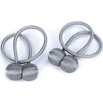 Příslušenství pro záclonu a závěs Sablio Dekorační úvaz na závěsy s magnetem - šedá