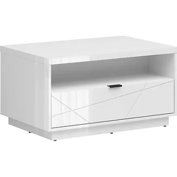 Konferenční stolek Lavice s otevřenou nikou a zásuvkou do obývacího pokoje Forn - Black Red White - BRW Bílý Lesk / Bílá s Vysokým Leskem 90x48.5 cm