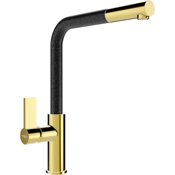 Vodovodní baterie Mexen Flora, stojánková dřezová baterie, zlatá lesklá - černá skvrnitá, 670401-75