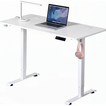 Psací stůl Elektricky nastavitelné bílé obdélníkové psací stůl Boste 70x140 cm, výška 73-118 cm
