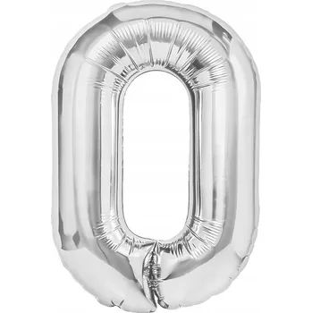 Balónek Fóliový balónek PartyPal číslice 0, 40 cm, stříbrný