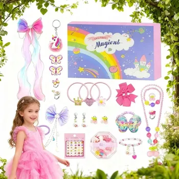 Kalendář ADVENTSKÝ KALENDÁŘ PRO DĚTI S BIŽUTERIÍ PRO DÍVKY RŮŽOVÝ DÁREK