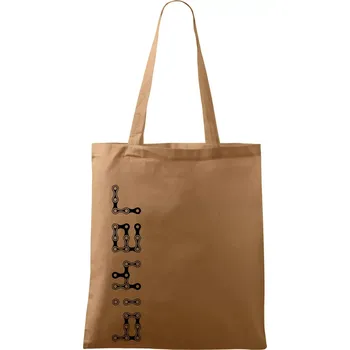 Nákupní taška Biker nápis na výšku řetěz - Taška bavlněná - 42 x 38 cm ( Cappuccino )