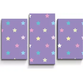 Obraz Sablio Obraz - 3-dílný Hvězdy na fialové - 75x50 cm