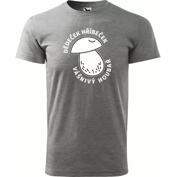 Sablio Tričko s potiskem Dědeček hříbeček - šedé 5XL