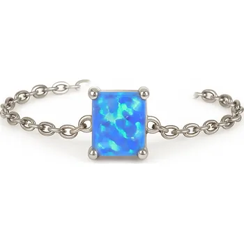 Prsten Stříbrný řetízkový prstýnek s opálem obdélník Stanley