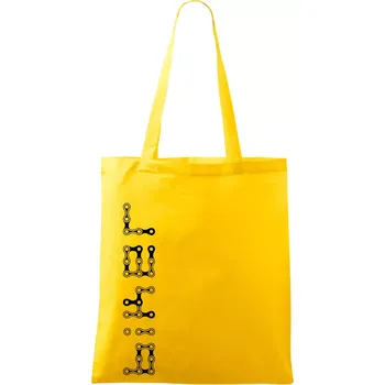 Biker nápis na výšku řetěz - Taška bavlněná - 42 x 38 cm ( Žlutá )