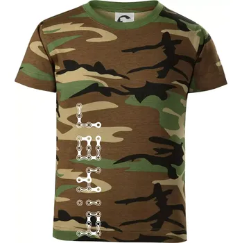 Biker nápis na výšku řetěz - Dětské maskáčové triko - 146 cm/10 let ( Hnědý maskáč )