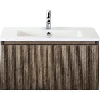 Koupelnový nábytek Souprava koupelnového nábytku Sanox Frozen 3D ŠxVxH 81 x 42 x 46 cm barva čela charleston 2dílná s keramickým umyvadlem