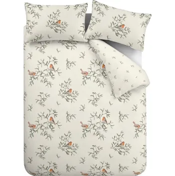 Povlečení Krémové flanelové povlečení na jednolůžko 135x200 cm Mistletoe Robins – Catherine Lansfield ID_1682382