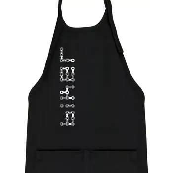 Kuchyňská zástěra Biker nápis na výšku řetěz - Dětská zástěra na vaření - Univerzální velikost ( Černá )