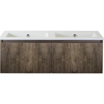 Koupelnový nábytek Souprava koupelnového nábytku Sanox Frozen 3D ŠxVxH 121 x 42 x 46 cm barva čela charleston 2dílná s dvojitým keramickým umyvadlem bez otvoru na kohout