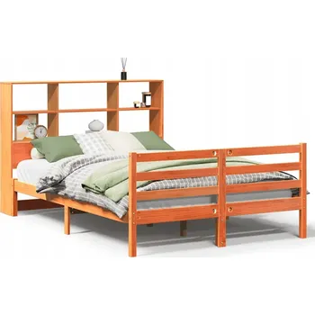 Postel Postel s regálem 120x200 cm, voskově hnědá, masivní borovicové dřevo