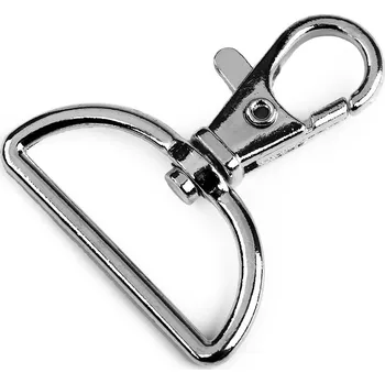 Kovová karabina otočná, průvlek 30 mm, střední, 4 nikl černý