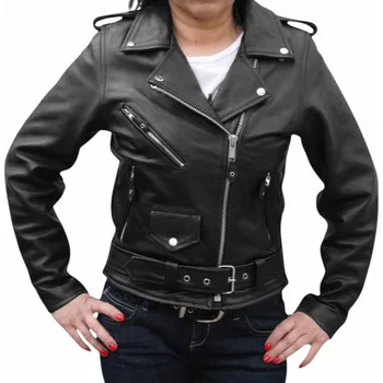 Moto bunda Dámská kožená bunda Ramoneska černá - 4XL