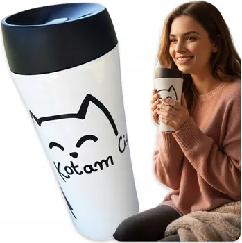 Termoska TERMOHRNEK bílý LOVE lahev na pití TERMOS 400 ml pro zamilované OLDMAN kočka