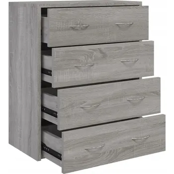 Komoda Komoda se 4 zásuvkami, dřevěná, šedý dub sonoma, 60 x 30,5 x 71 cm