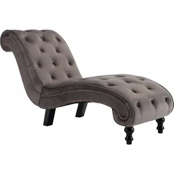 Pohovka Ergonomická lenoška ze sametu s prošíváním, šedá, 145x52x77 cm