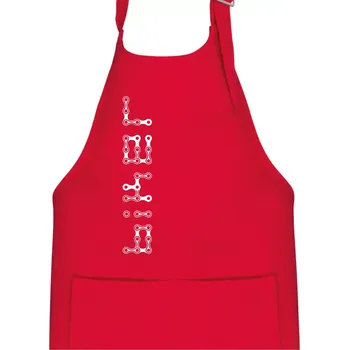 Kuchyňská zástěra Biker nápis na výšku řetěz - Dětská zástěra na vaření - Univerzální velikost ( Červená )
