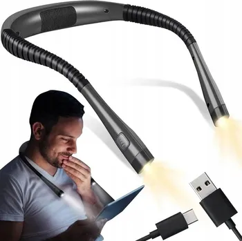 Lampička LAMPKA NA KRK PRO ČTENÍ KNIH ŠITÍ USB LED 3 BARVY FLEXIBILNÍ