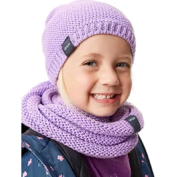 Čepice DĚTSKÁ PLETENÁ ČEPICE WARM LILA Velikost: M-3-6 let, Vzor: Lila