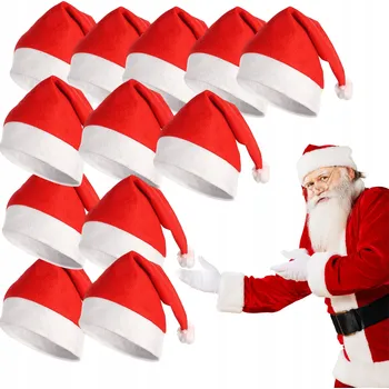 Karnevalový kostým 12X ČEPICE SANTA CLAUSE S BAMBULKOU KOSTÝM PŘEVLEK NA VÁNOCE