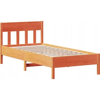 Postel Dřevěná postel z borovice, voskovaný hnědý odstín, 205,5 x 105,5 x 81 cm