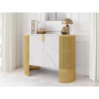 Komoda Zinzit Gold, Barva: zlatá / bílý mramor MIRJAN 5903211453939