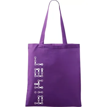 Biker nápis na výšku řetěz - Taška bavlněná - 42 x 38 cm ( Fialová )