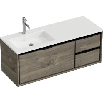 Koupelnový nábytek Souprava koupelnového nábytku Sanox Loft ŠxVxH 120,5 (85/35) x 47 x 45,5 cm barva čela espresso 2dílná s umyvadlem z minerální litiny umyvadlo levé matně bílá