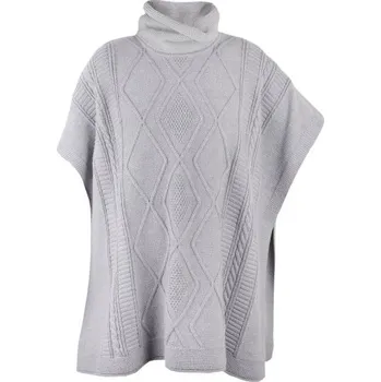 Dámský svetr Kama pletený Merino pléd 5032 109 - světle šedá L - XL