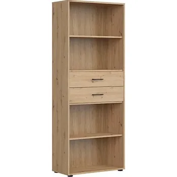 regál Otevřený regál se zásuvkami do kanceláře nebo pracovny Space Office - Black Red White - BRW Dub Artisan 80x202,5 cm