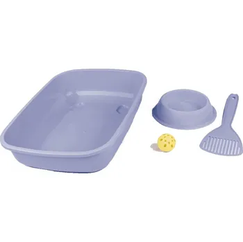 Sada WC s doplňky, šedomodrá